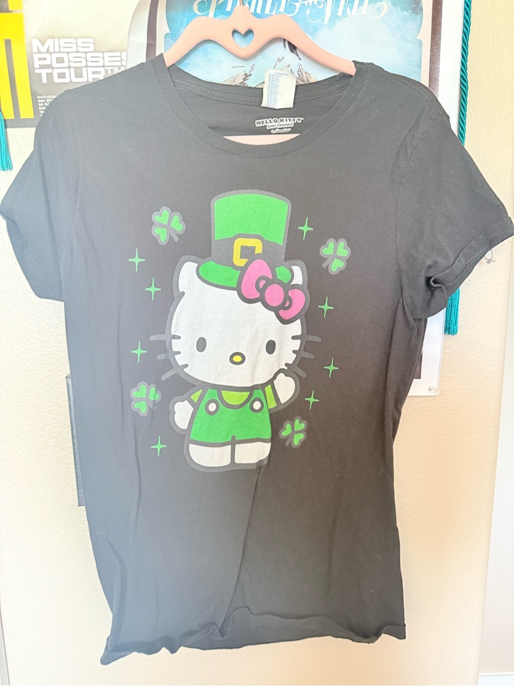 Hello Kitty Black T‑Shirt with Green St. Patrick Outfit